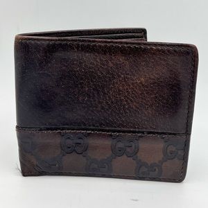 🔴 Gucci Bifold Wallet - Brown Guccissima Leather